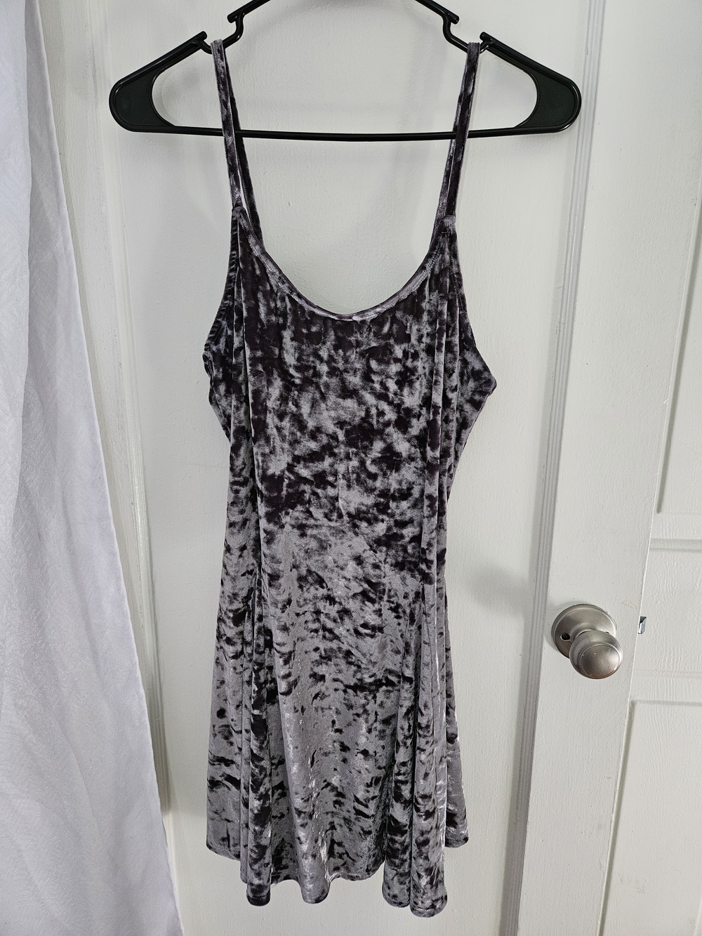 Urban Renewal Crushed Velvet A-line Dress - Silver Gray